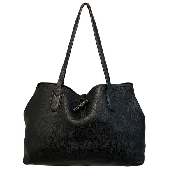 LONGCHAMP BLACK ROSEAU LARGE LEATHER TOTE - Picture 1 of 13